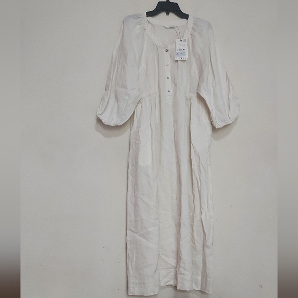 Zara Cream 100% Linen Tunic Dress - Picture 6 of 14